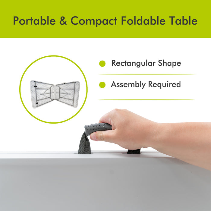 6ft White Heavy-Duty Folding Table, Outdoor & Indoor Portable Table