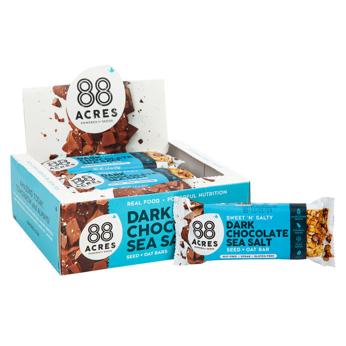 88 Acres Seed and Oat Bars Dark Chocolate Sea Salt - 9 Count