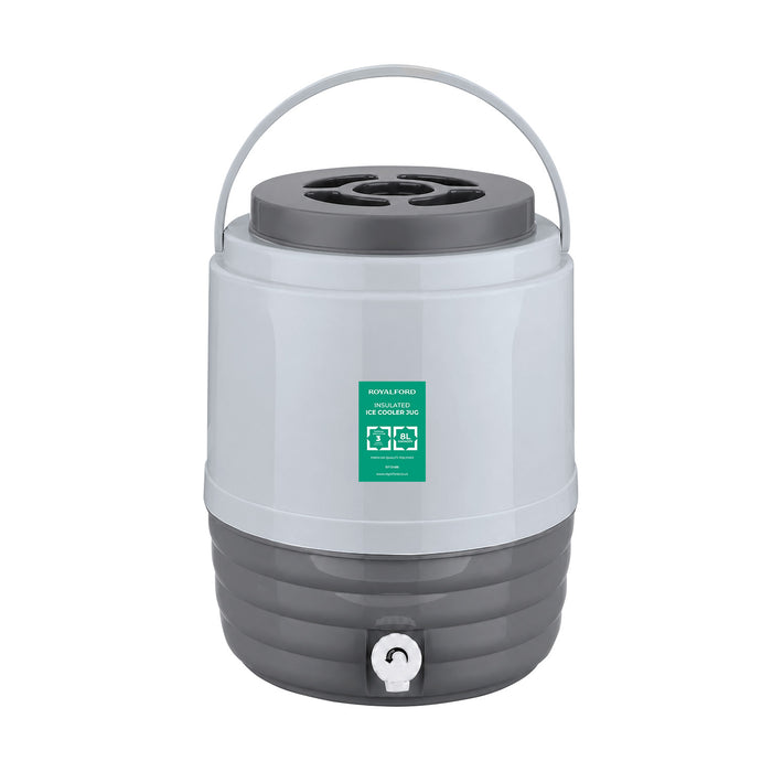 8L Grey Insulated Water Cooler and Carrier With Tap