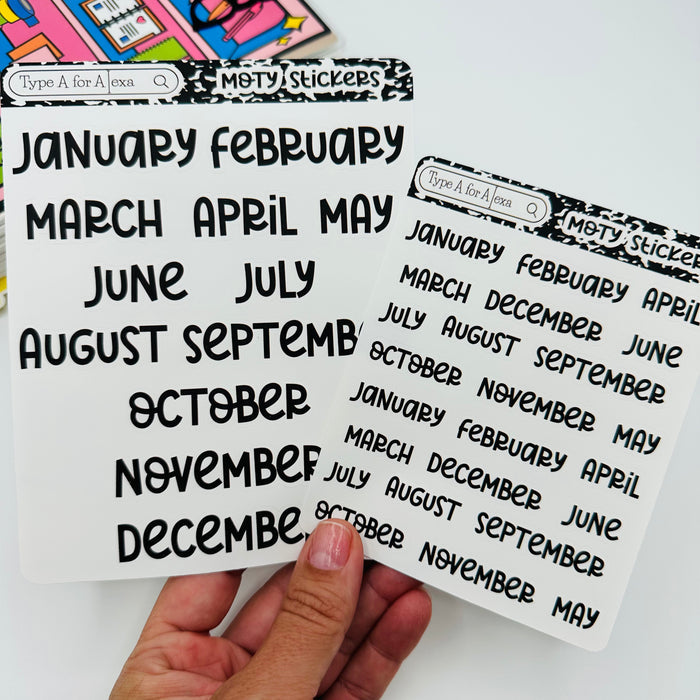 Month of the Year Text Stickers