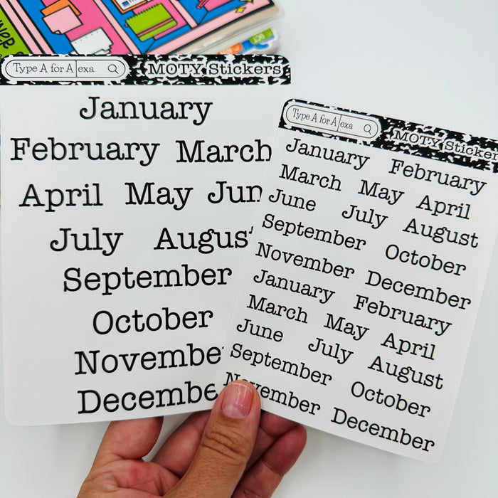 Month of the Year Text Stickers