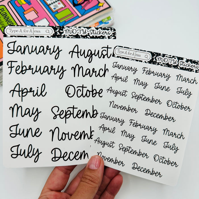 Month of the Year Text Stickers