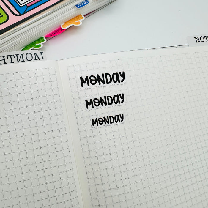 Days of the Week Text Stickers