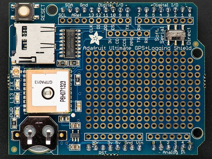 Adafruit Ultimate GPS Logger Shield - Includes GPS Module [discontinued] by Adafruit - The Pi Hut