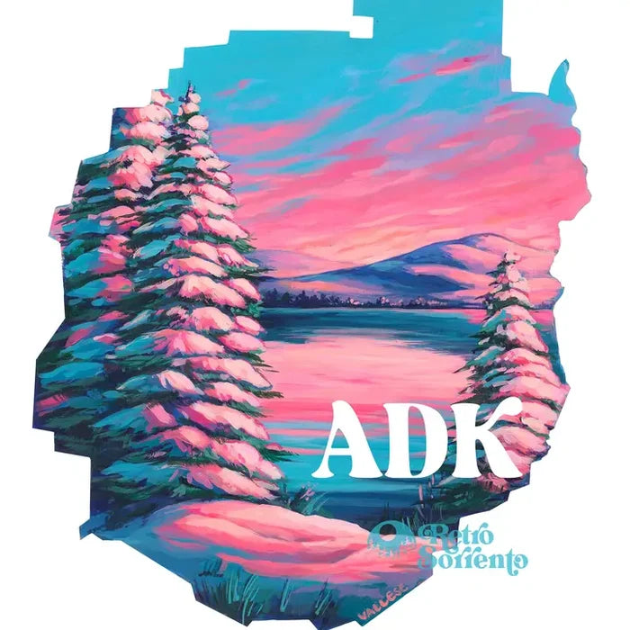 Adirondack Snowy Winter Blue Line Print