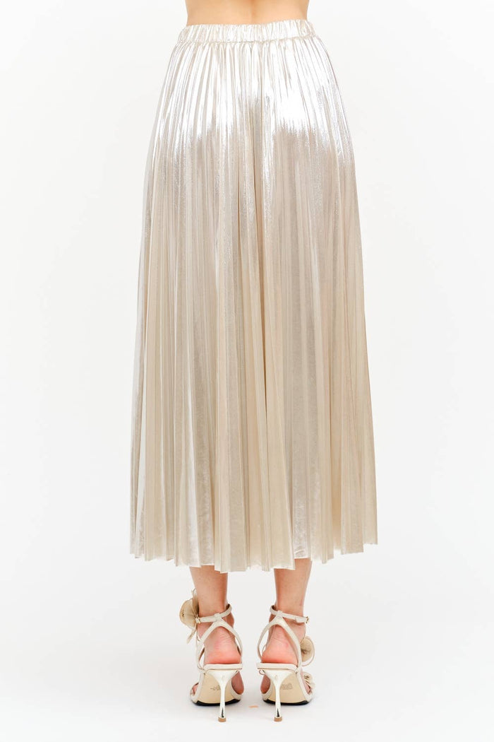 Alessandra Champagne Pleated Skirt M