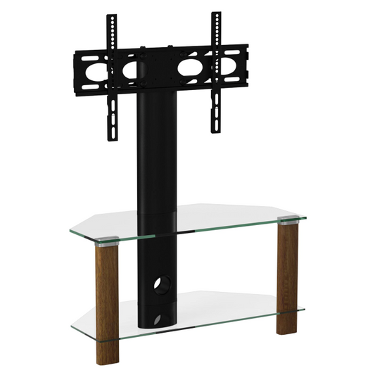 Alphason Century Cantilever Corner Stand 800mm, Up to 55" - Walnut & Clear Glass TV Furniture