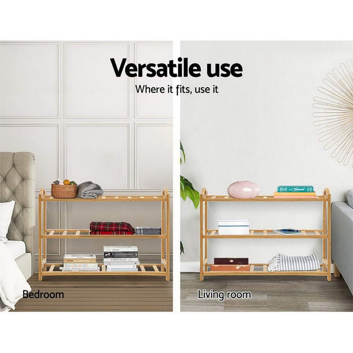 Artiss 3 Tiers Bamboo Shoe Rack Storage Organiser Wooden Shelf Stand Shelves -Home Living Store - -