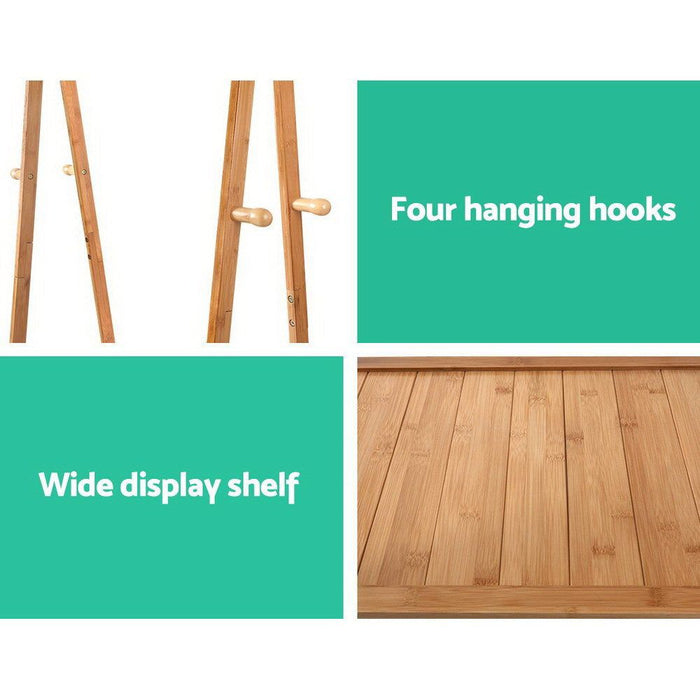 Artiss Bamboo Hanger Stand Wooden Clothes Rack Display Shelf -Home Living Store - -