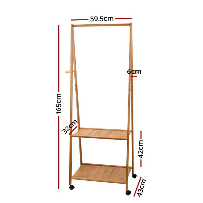 Artiss Bamboo Hanger Stand Wooden Clothes Rack Display Shelf -Home Living Store - -