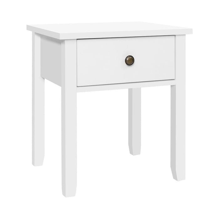 Artiss Bedside Table 1 Drawer - BOW White -Home Living Store - -