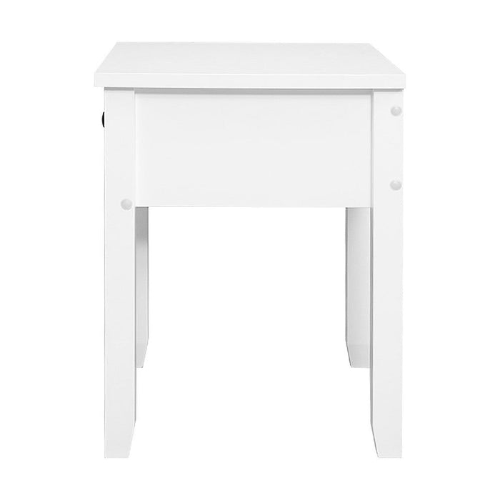 Artiss Bedside Table 1 Drawer - BOW White -Home Living Store - -