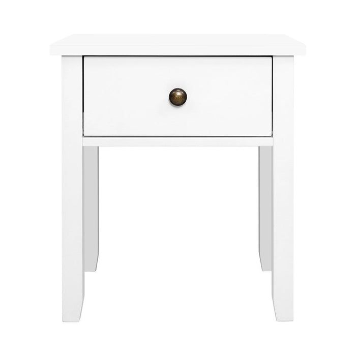 Artiss Bedside Table 1 Drawer - BOW White -Home Living Store - -
