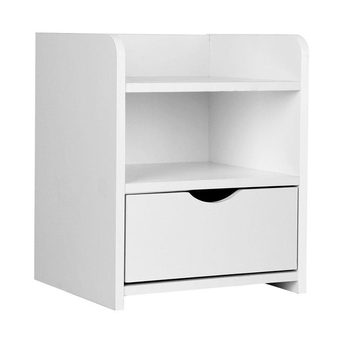 Artiss Bedside Table 1 Drawer with Shelf - FARA White -Home Living Store - -