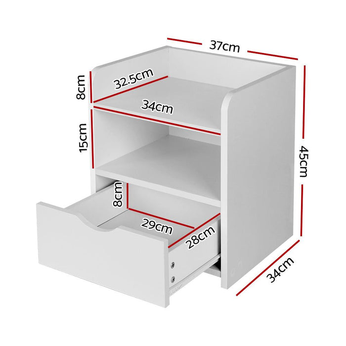 Artiss Bedside Table 1 Drawer with Shelf - FARA White -Home Living Store - -