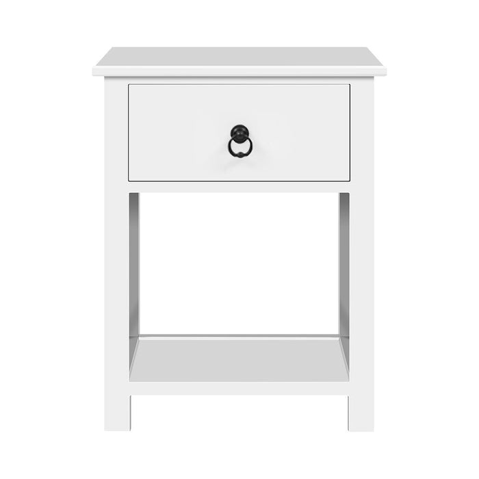 Artiss Bedside Table 1 Drawer with Shelf x2 - EMMA White -Home Living Store - -