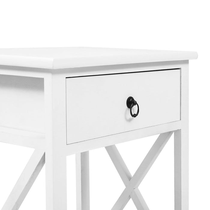 Artiss Bedside Table 1 Drawer with Shelf x2 - EMMA White -Home Living Store - -