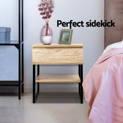 Artiss Bedside Table 1 Drawers with Shelf - CASEY -Home Living Store - -