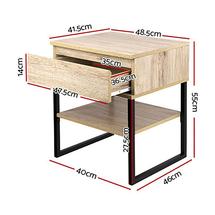 Artiss Bedside Table 1 Drawers with Shelf - CASEY -Home Living Store - -