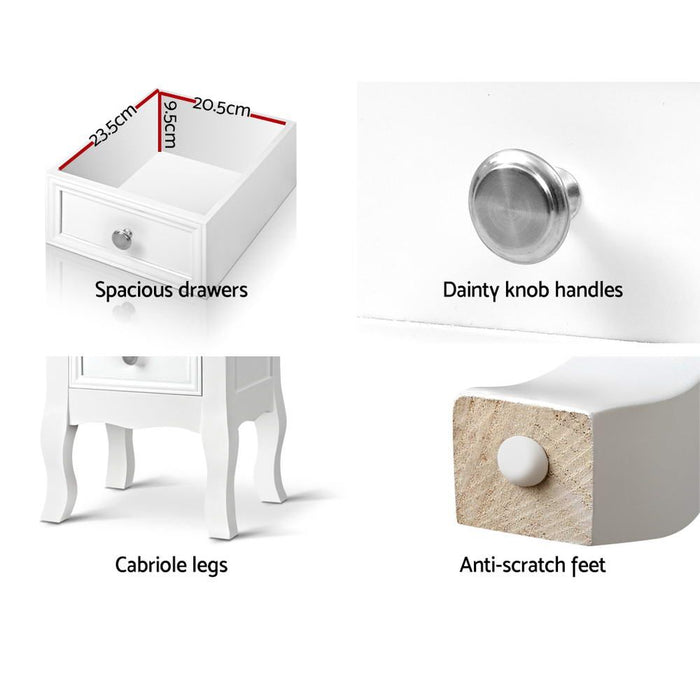 Artiss Bedside Table 2 Drawers - BISSET White -Home Living Store - -