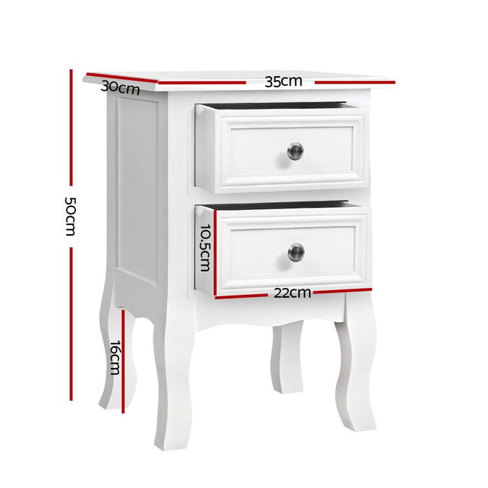 Artiss Bedside Table 2 Drawers - BISSET White -Home Living Store - -