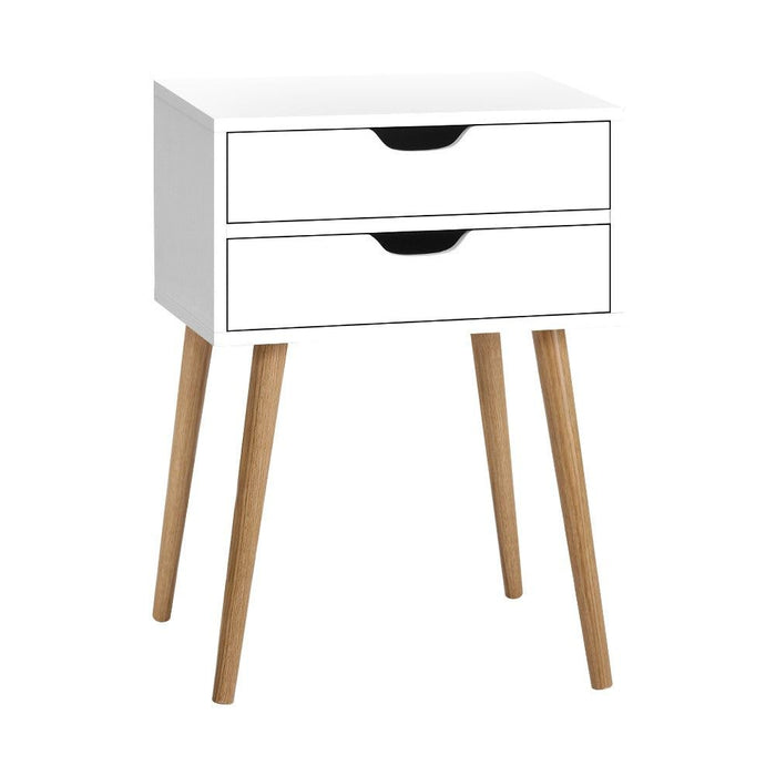Artiss Bedside Table 2 Drawers - BODIE White -Home Living Store - -