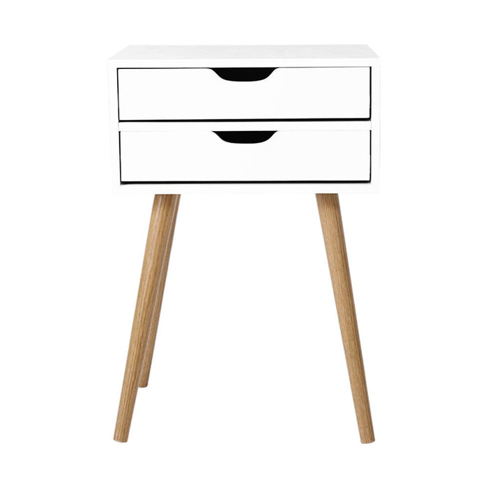 Artiss Bedside Table 2 Drawers - BODIE White -Home Living Store - -