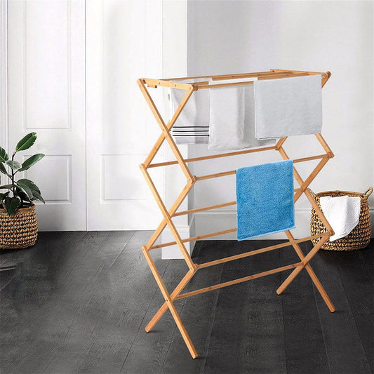 Artiss Clothes Rack Airer Foldable Bamboo Drying Laundry Dryer Garment Hanger -Home Living Store - -