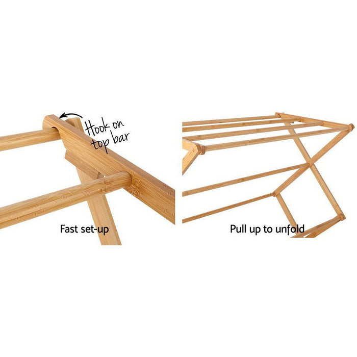 Artiss Clothes Rack Airer Foldable Bamboo Drying Laundry Dryer Garment Hanger -Home Living Store - -