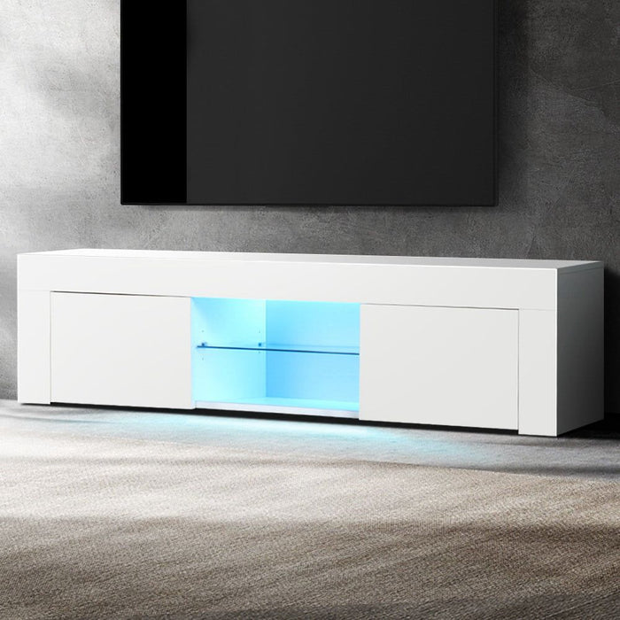 Artiss Entertainment Unit TV Cabinet LED 130cm White Angus -Home Living Store - -