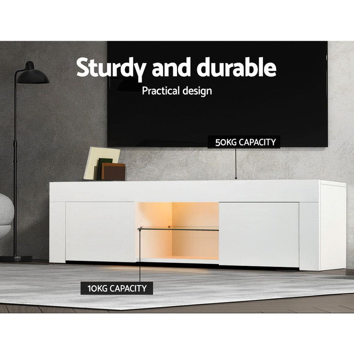 Artiss Entertainment Unit TV Cabinet LED 130cm White Angus -Home Living Store - -