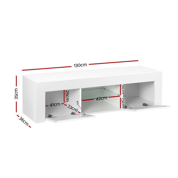 Artiss Entertainment Unit TV Cabinet LED 130cm White Angus -Home Living Store - -