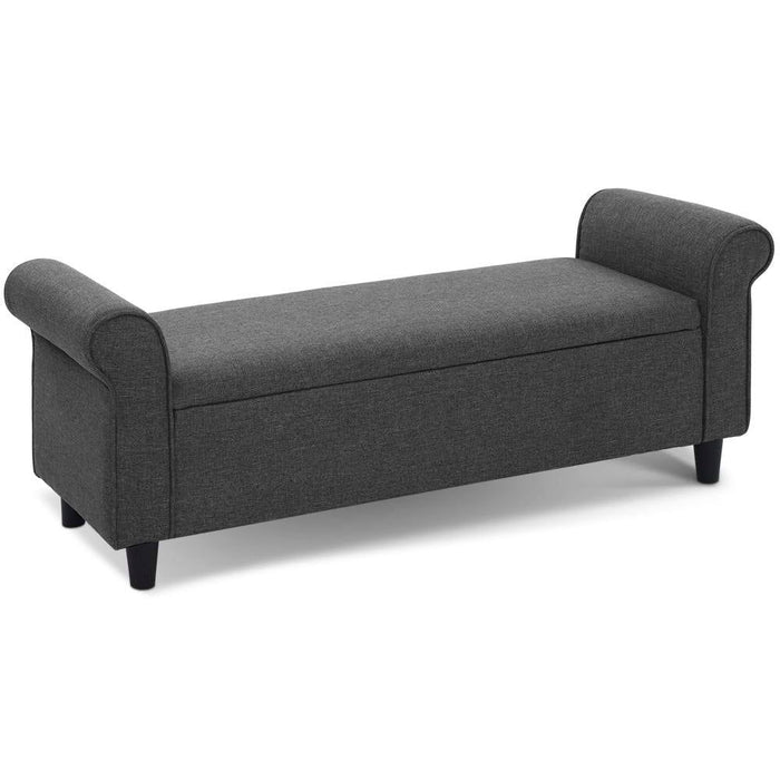 Artiss Storage Ottoman Blanket Box 125cm Arm Linen Grey -Home Living Store - -