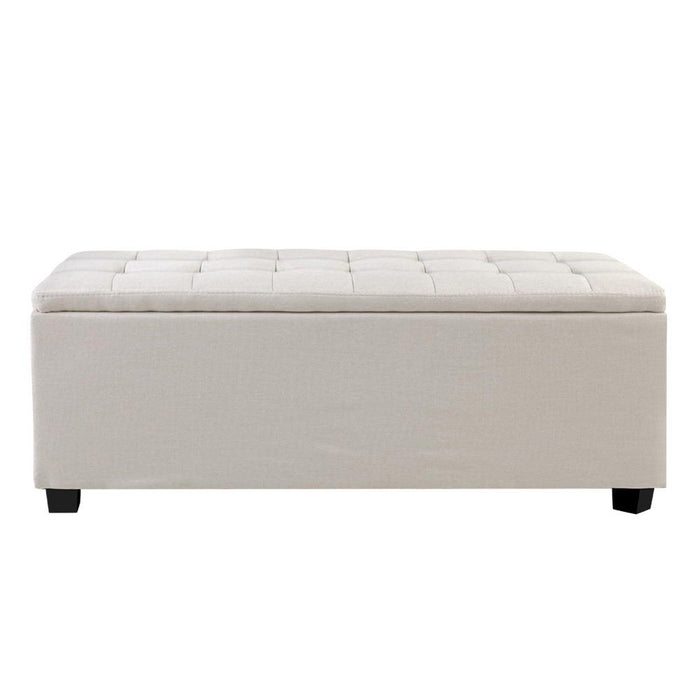 Artiss Storage Ottoman Blanket Box 97cm Linen Beige -Home Living Store - -