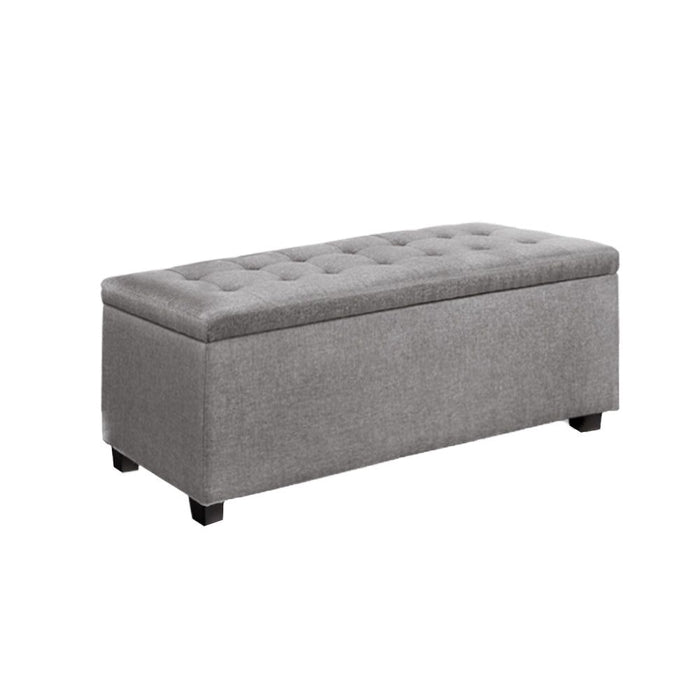 Artiss Storage Ottoman Blanket Box 97cm Linen Light Grey -Home Living Store - -