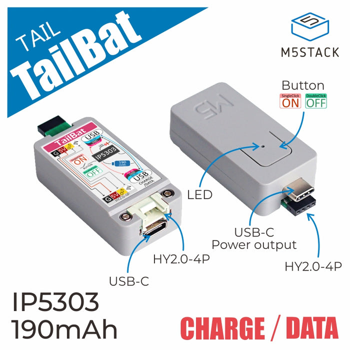 ATOM TailBat - Battery Accessory for ATOM - m5stack-store