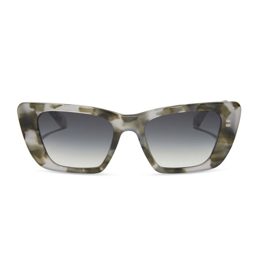diff eyewear featuring the aura square sunglasses with a kombu frame and grey gradient lenses front view