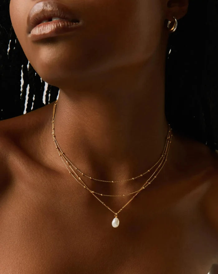 Baroque Pearl Twisted Chain Necklace | 18k Gold Plated Vermeil/Pearl Necklaces Missoma