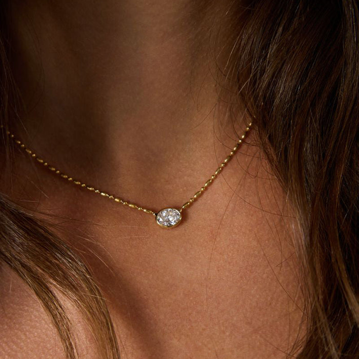 Bezel Oval Floating Necklace