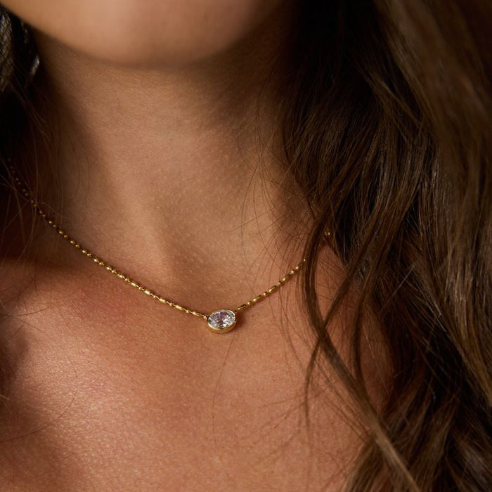 Bezel Oval Floating Necklace