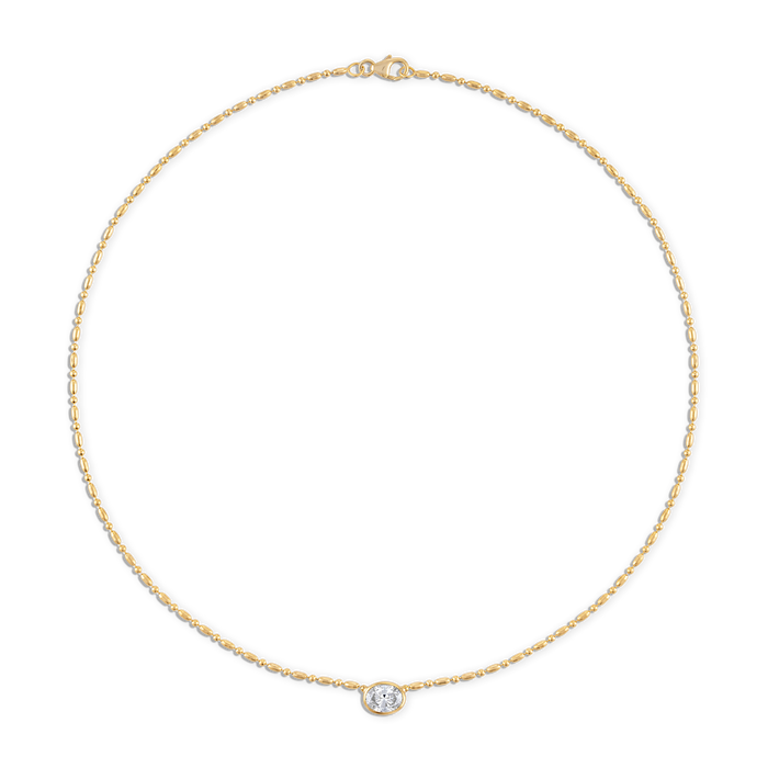 Bezel Oval Floating Necklace