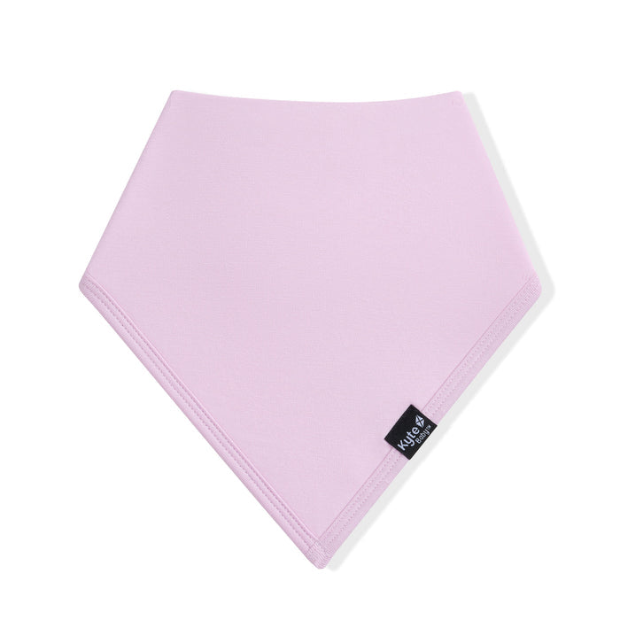 Light purple bandana bib with a kyte baby logo on a white background