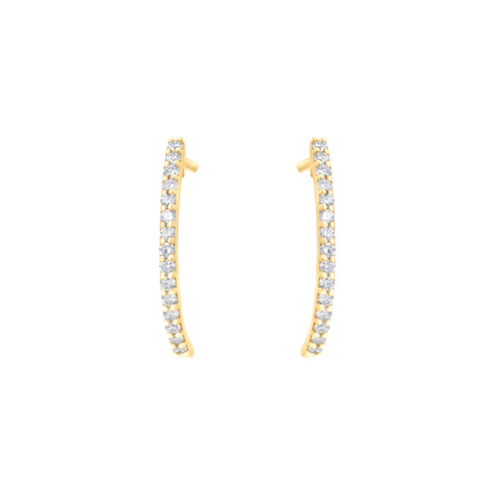 Big Semi Hoop Earrings in Yellow Gold With Diamonds