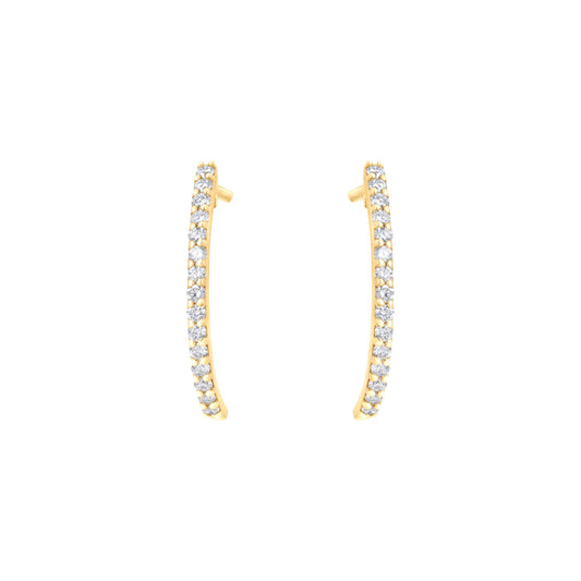 Big Semi Hoop Earrings in Yellow Gold With Diamonds
