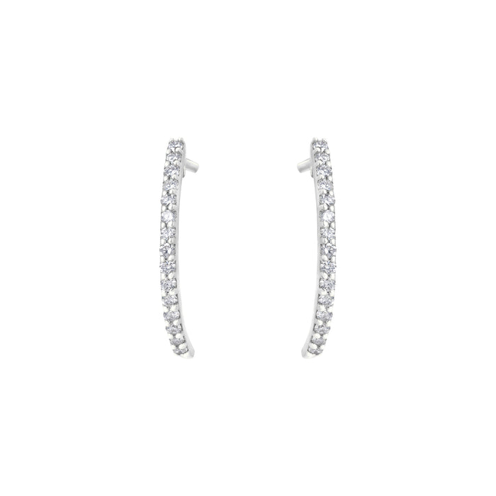 Big Semi Hoop Earrings in White Gold With Diamonds