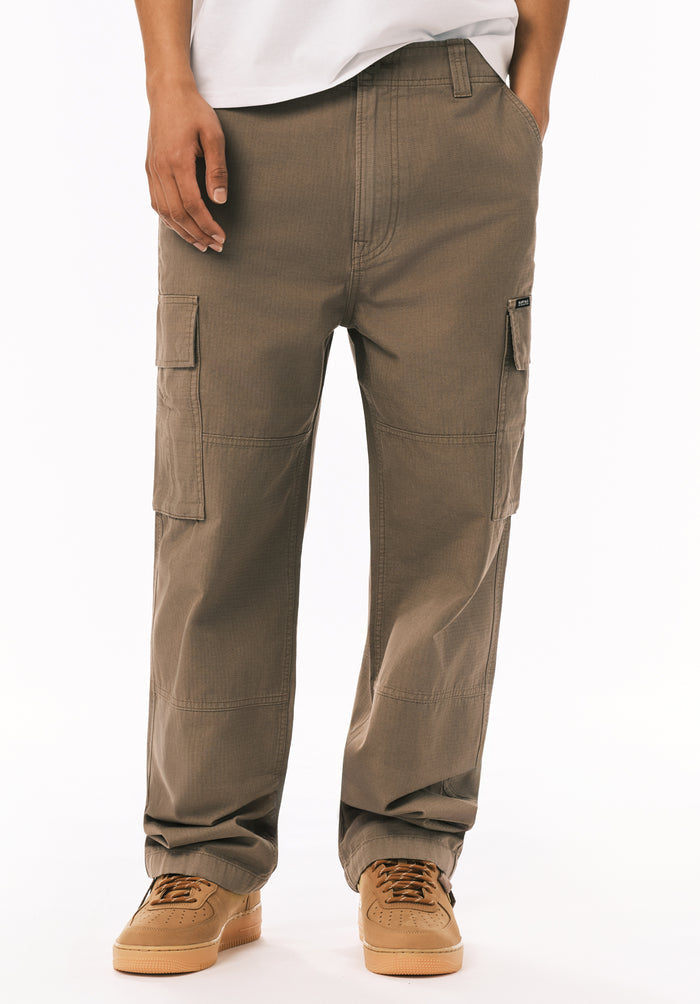 Buffalo Men Pants Brown Denim Denim Pants Cargo Pockets