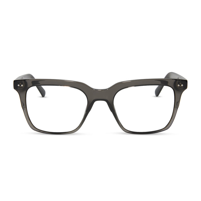 diff eyewear billie square prescription glasses with a black smoke crystal frame front view