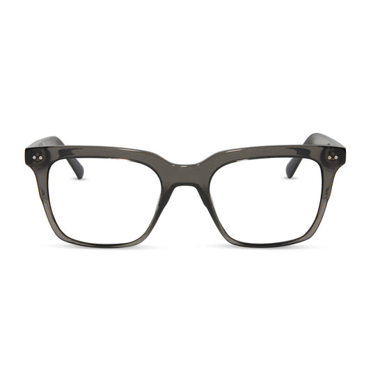 diff eyewear billie square prescription glasses with a black smoke crystal frame front view