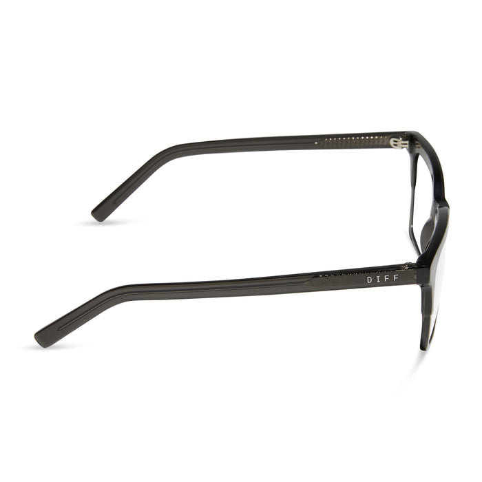 diff eyewear billie square prescription glasses with a black smoke crystal frame side view