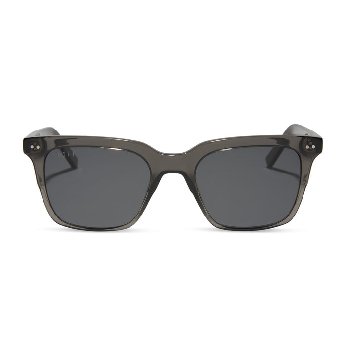 diff eyewear billie square prescription sunglasses with a black smoke crystal frame front view